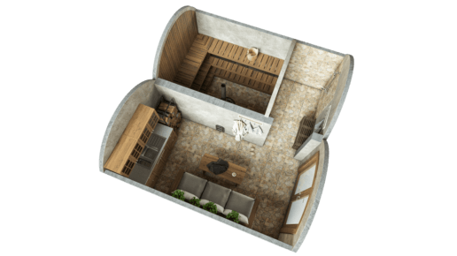 Požeminė sauna 19,4 m² Saunos paketas (stiklas pasirinktinai)